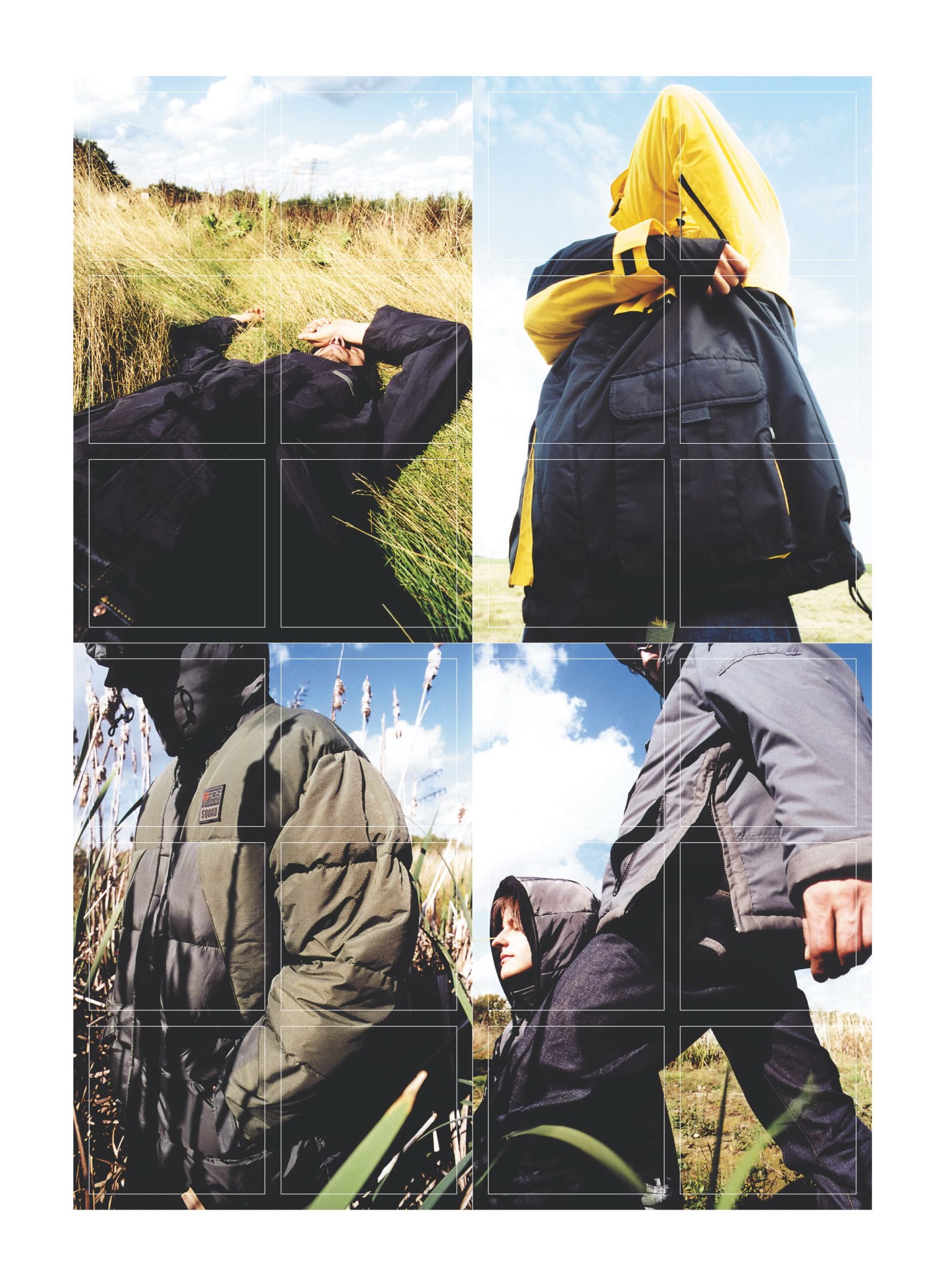 Fashion shooting for Raveline Magazine  people in jackets Vertical outdoors shot.